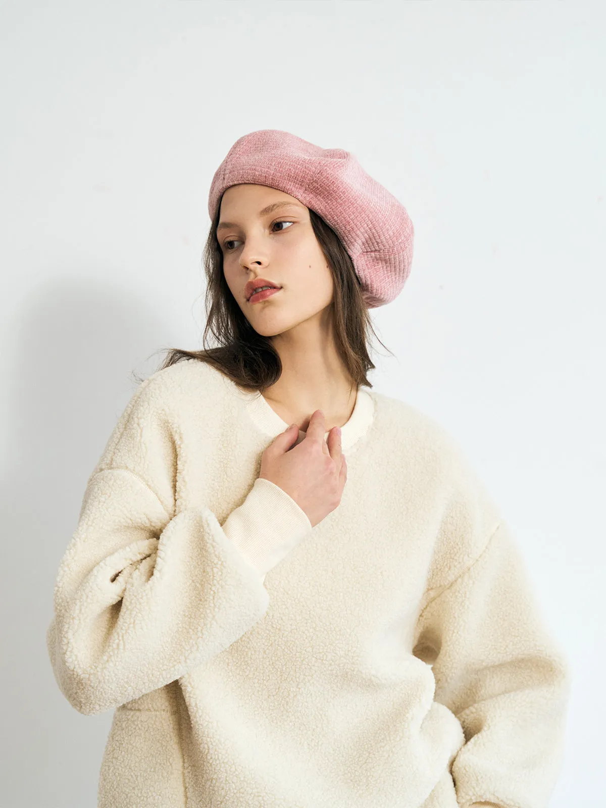 "Velvet Cloud" Beret Hat - Light Pink