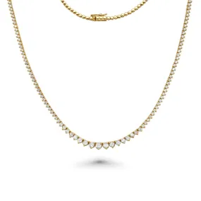 Ready to Ship HalfWay Riviera Diamond Tennis Necklace (3.50 ct.) 2.00 mm to 4.45 mm 3-Prongs Setting in 14K Gold