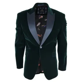 Rosa - Men's Soft Velvet Olive Green 1 Button Dinner Jacket Tuxedo Blazer Fit