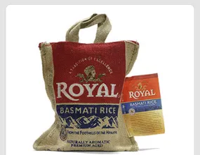 Royal Basmati Rice, 2 Pound Burlap Bag