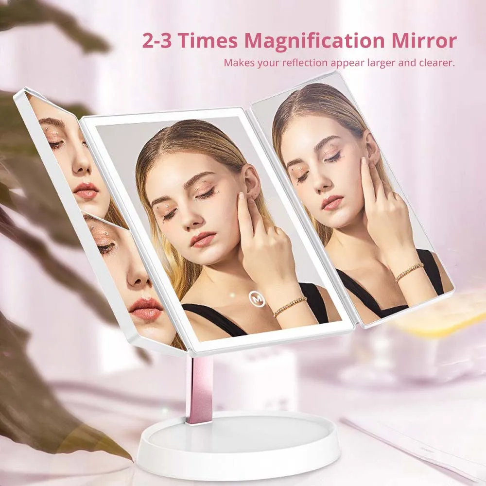 Satoshi Smart Memory Function Dimmable LED Makeup Mirror Travel Essentials Cosmetic Magnifying Mirror