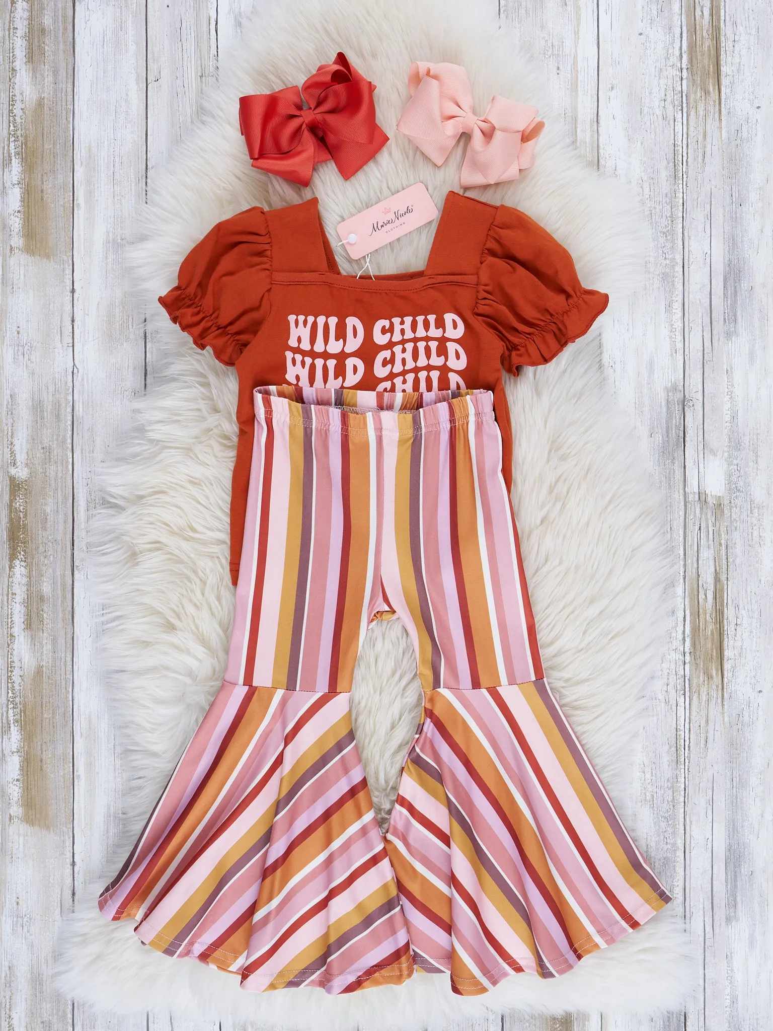 Sepia Wild Child Striped Bell Bottom Outfit