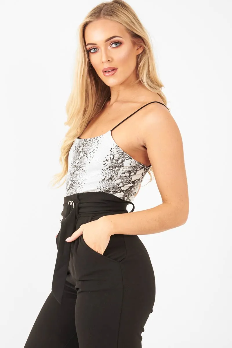 Silver Snake Print Cami Bodysuit - Lucelia