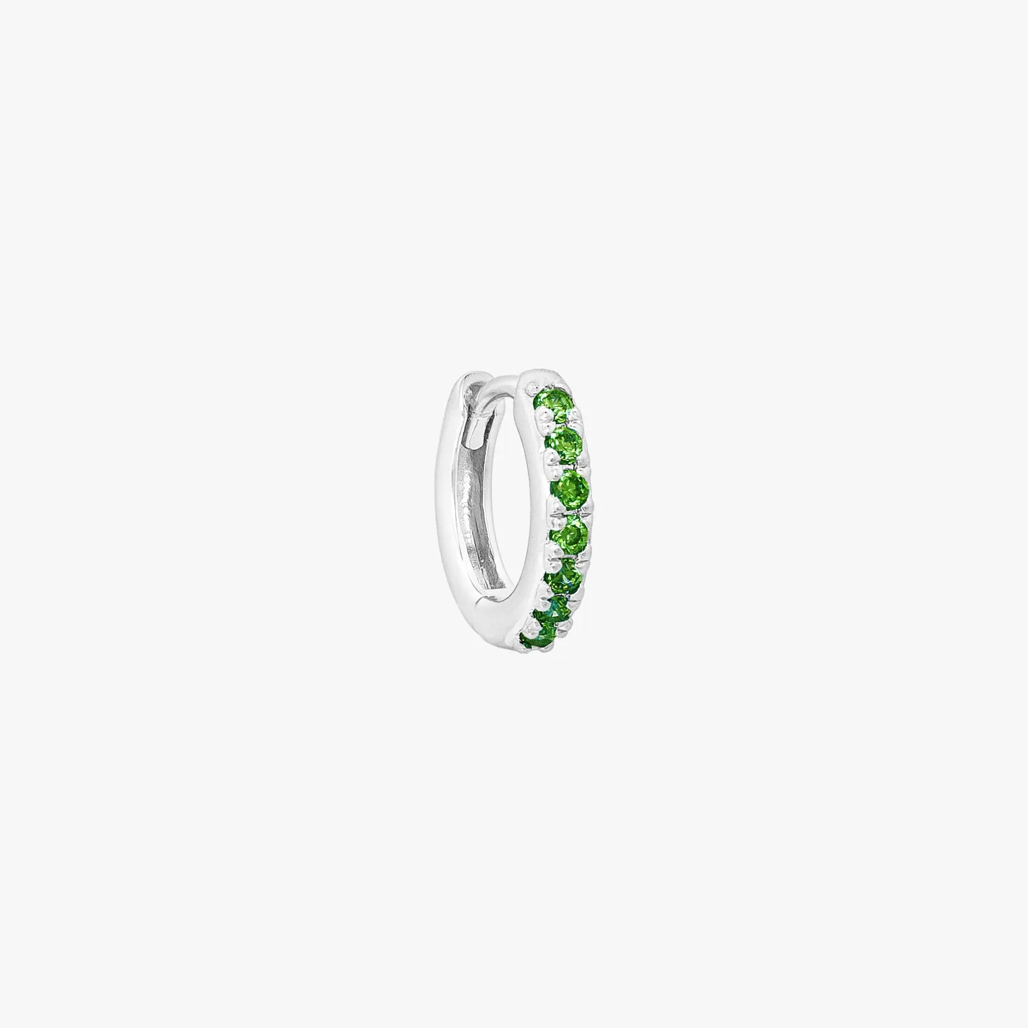 (Single) Emerald Pave Huggie Hoop