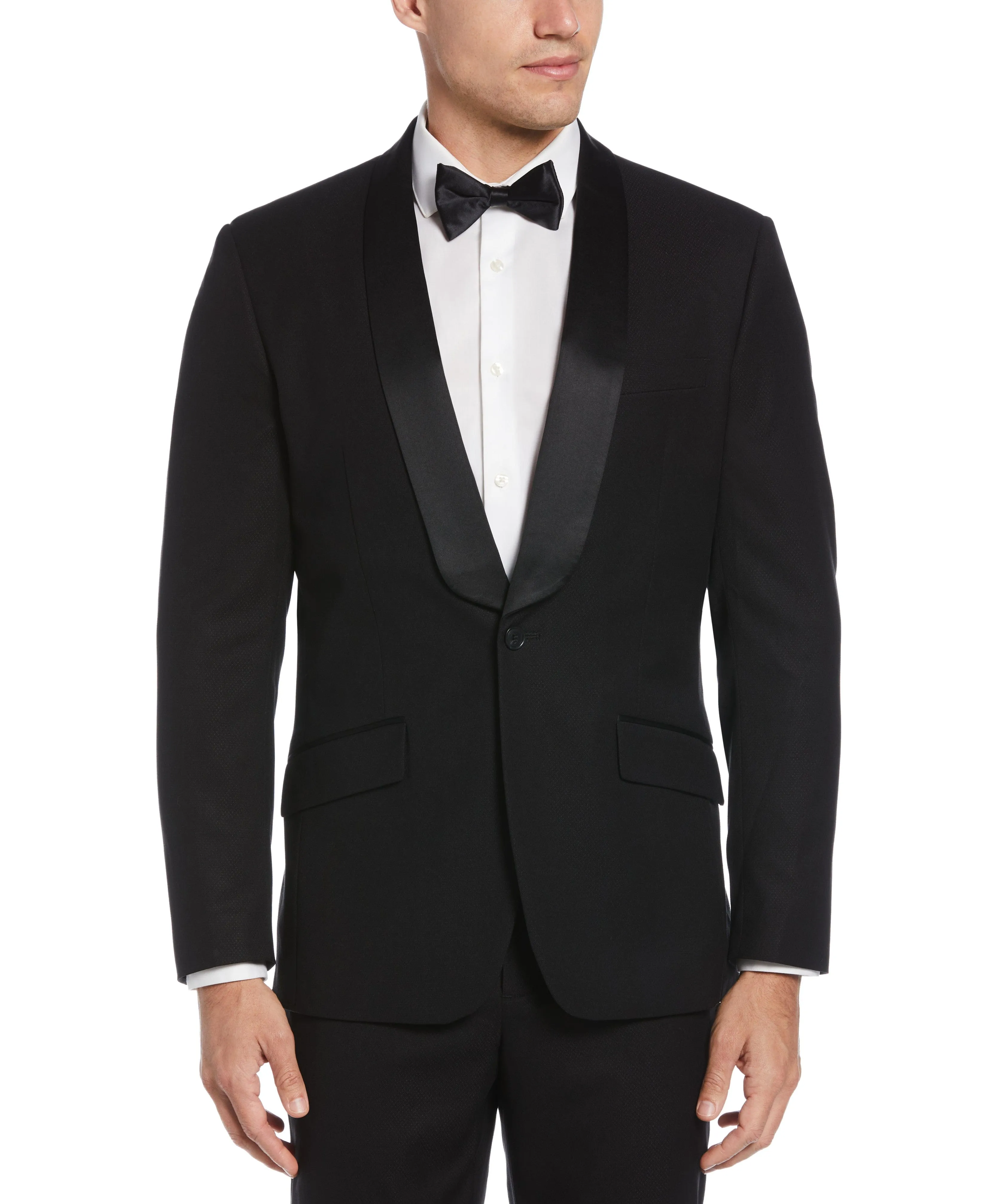 Slim Fit Black Textured Tuxedo