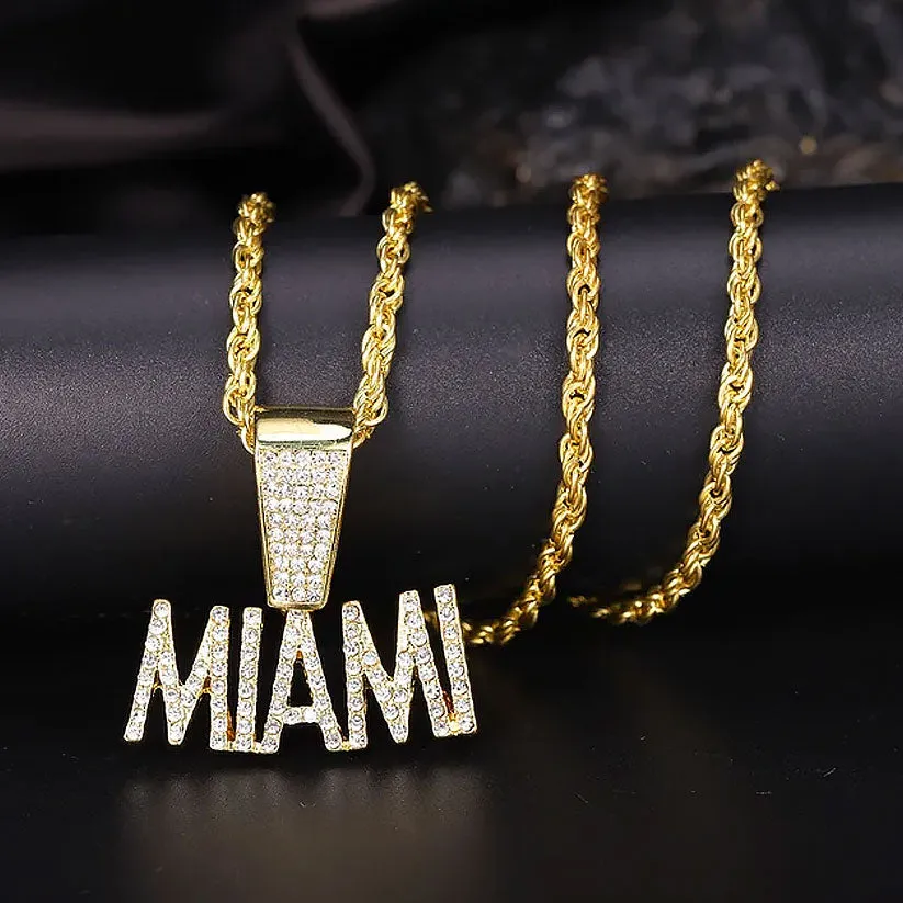 Stylish Miami Letter Rhinestone Pendant