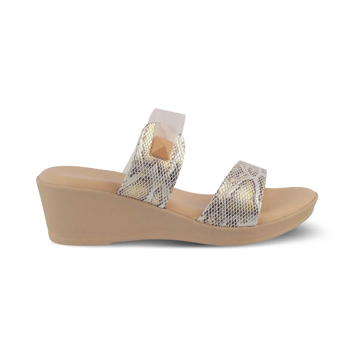 The Chios Beige Women's Casual Wedge Sandals Tresmode