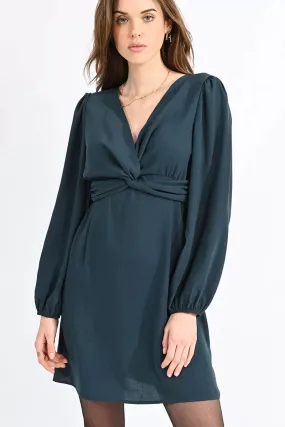 Twist Front Long Sleeve Dress