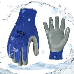 VGO 1/2Pairs Winter Gloves,Cold Weather Safety Work Gloves,Cold Storage or Freezer Use,Outdoor Heavy Duty,Double Lining,Nitrile Coated (NT2110FLWP-BLU)