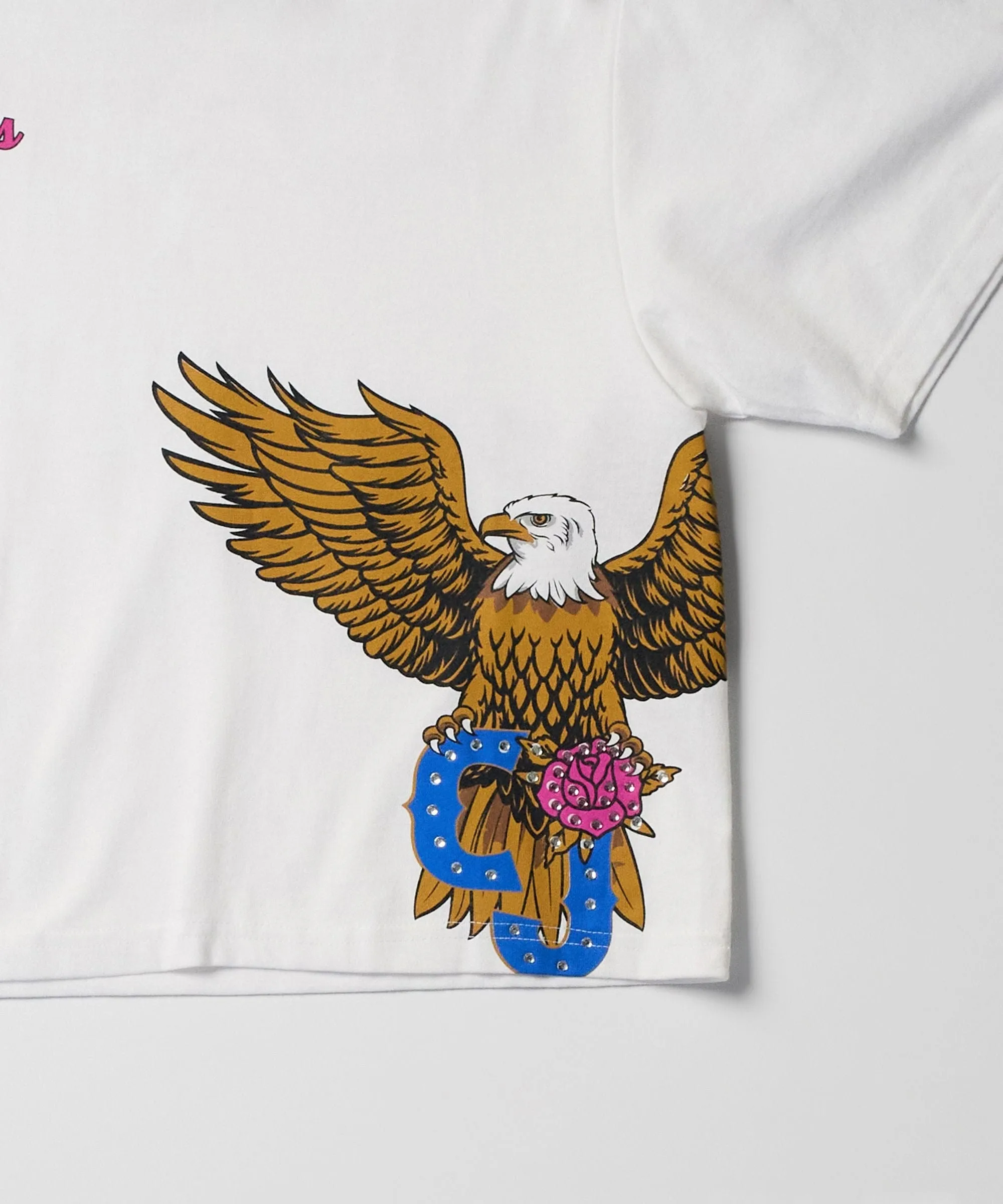 Women Wild Ones Eagle Cropped Short Sleeve Tee - White