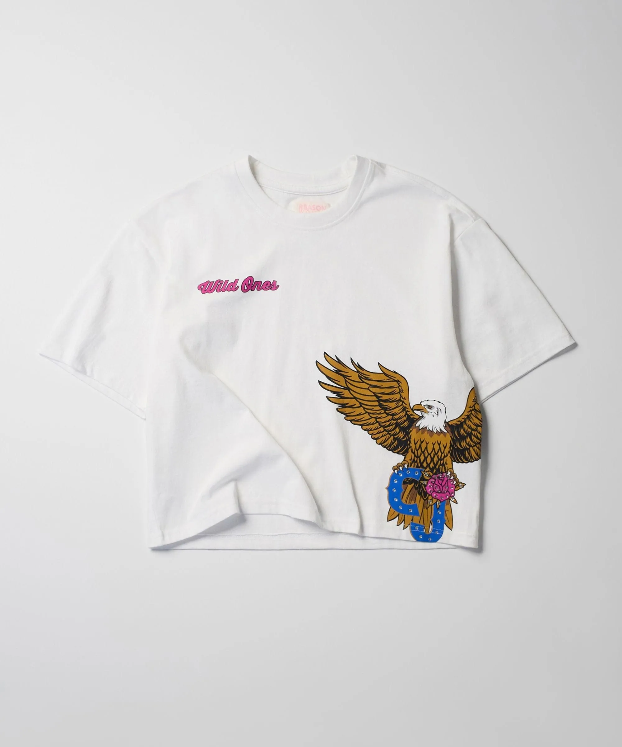 Women Wild Ones Eagle Cropped Short Sleeve Tee - White